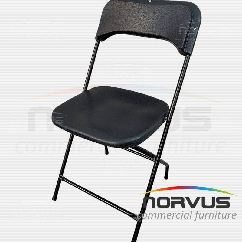 Silla plegable de plastico negro reforzada