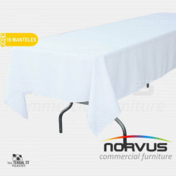 Pack - 10 x Mantel rectangular 300x150 economico tela Tafetan blanco
