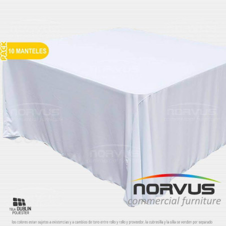 Pack - 10 x Mantel cuadrado 290x290cm tela Dublin blanco