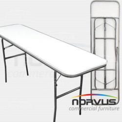 Mesa hotelera rectangular plegable 180x50 fibra de vidrio