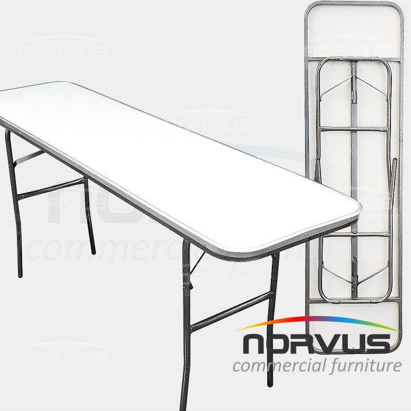 Mesa hotelera rectangular plegable 180x50 fibra de vidrio