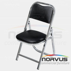 Silla infantil plegable acojinada en cromo vinil negro