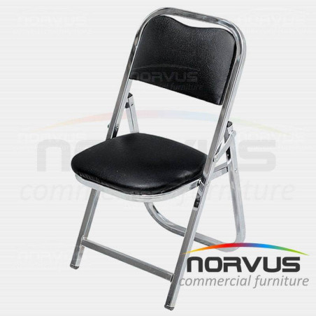 Silla infantil plegable acojinada en cromo vinil negro