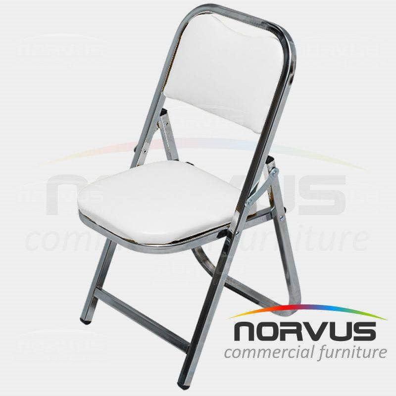 Silla infantil plegable acojinada en cromo vinil blanco