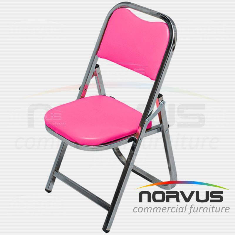 Silla infantil plegable acojinada en cromo vinil fiusha