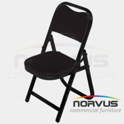 Silla infantil plegable acojinada en esmalte vinil negro