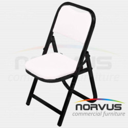 Silla infantil plegable acojinada en esmalte vinil blanco