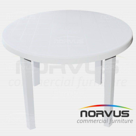 Mesa redonda de plastico blanca