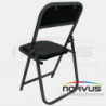 Silla plegable acojinada refuerzo en respaldo en esmalte vinil negro