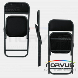 Silla plegable acojinada refuerzo en respaldo en esmalte vinil negro