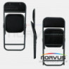  Silla plegable acojinada refuerzo en respaldo en esmalte vinil negro