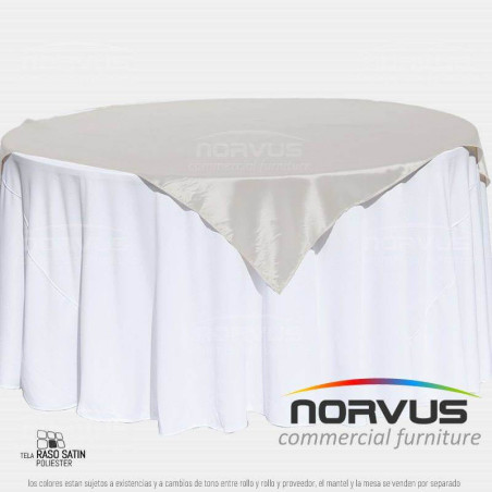 Cubremantel 150x150cm tela Satin color plata