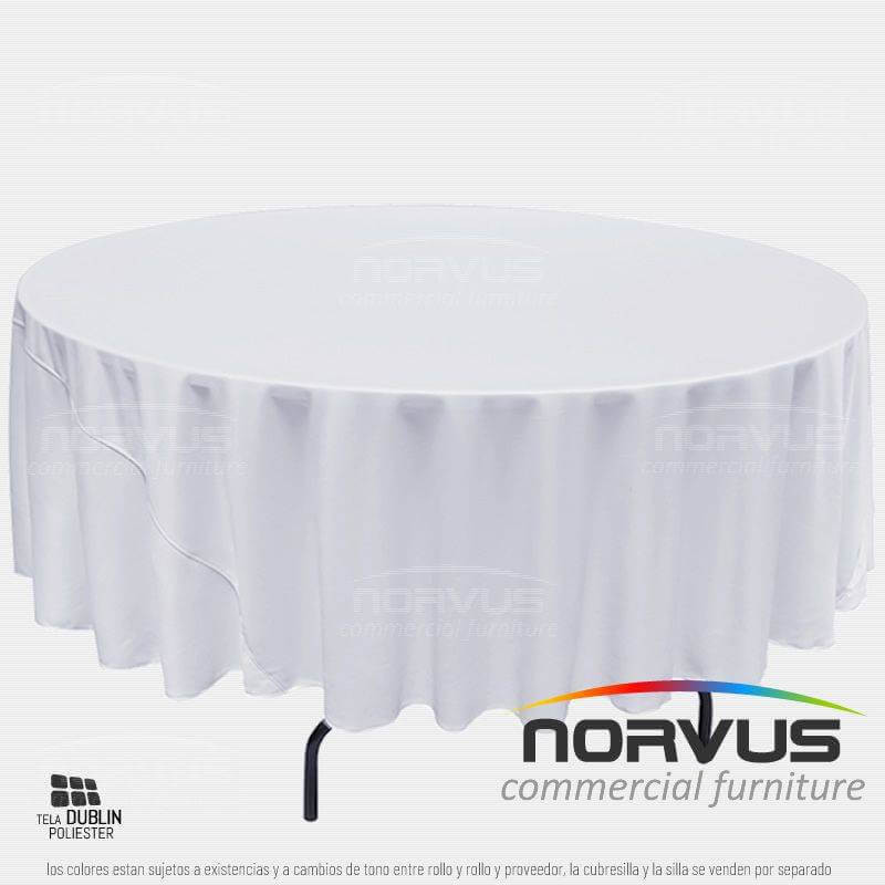 Mantel redondo corto 240cm tela Dublin blanco