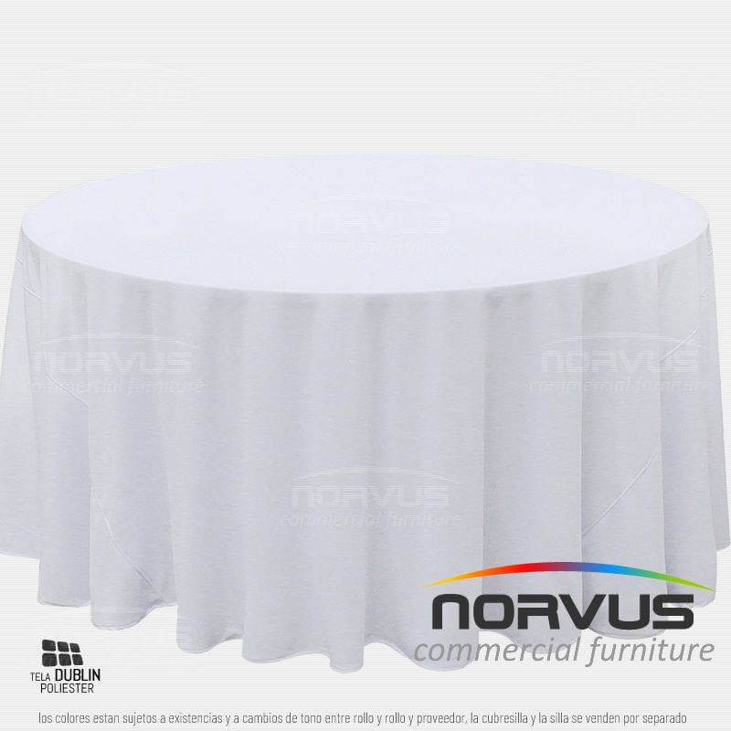 Mantel redondo largo 290cm tela Dublin blanco